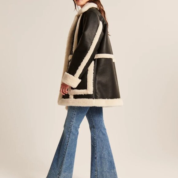 Abercrombie & Fitch Sherpa Lined Vegan Leather Jacket - Picture 5 of 8